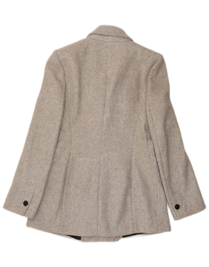 Zara Mujer Chaqueta Blazer De Doble Botonadura UK 10 Small Gris Poliéster