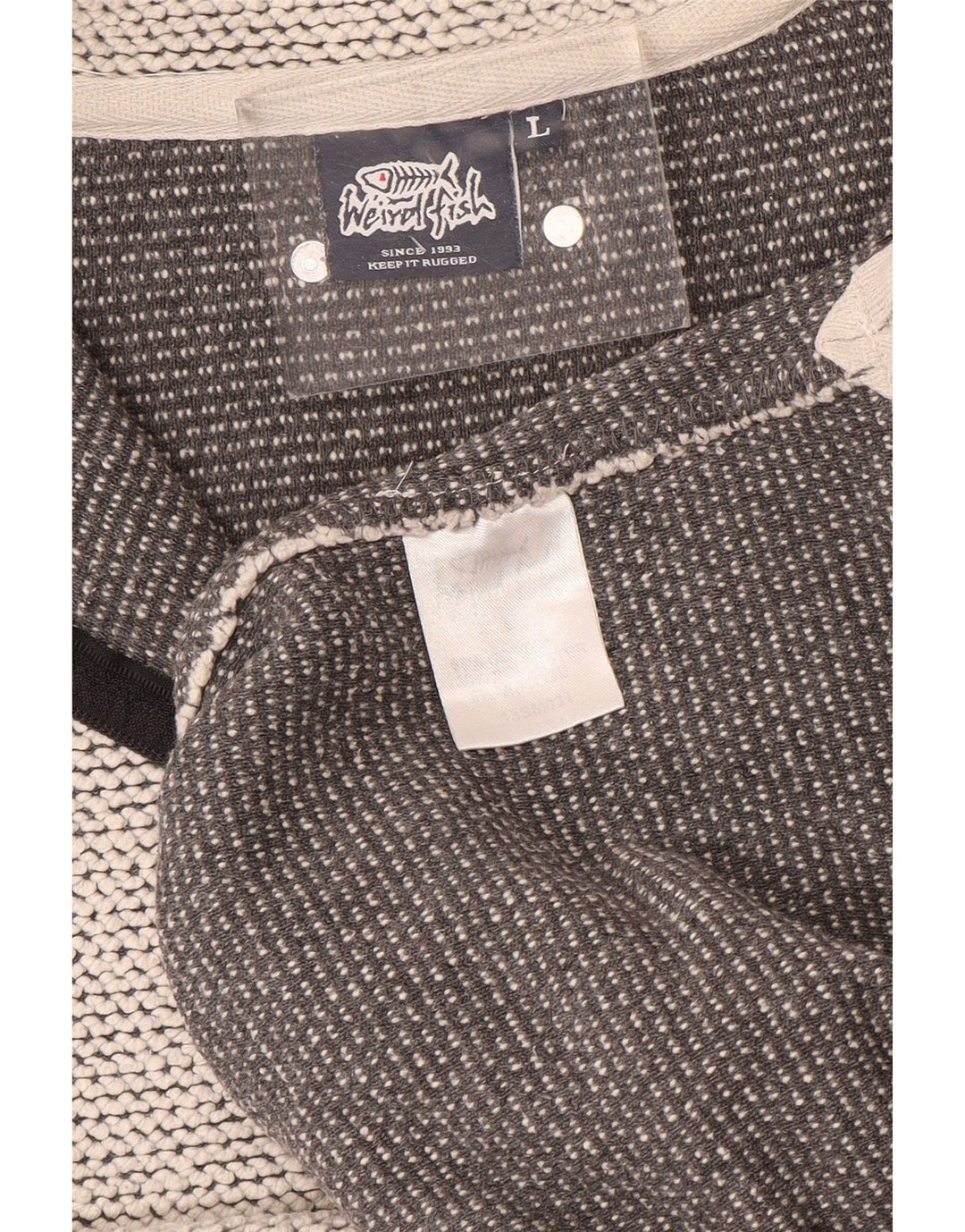 WEIRD FISH Sudadera con cuello y cremallera para hombre, jersey grande de algodón gris