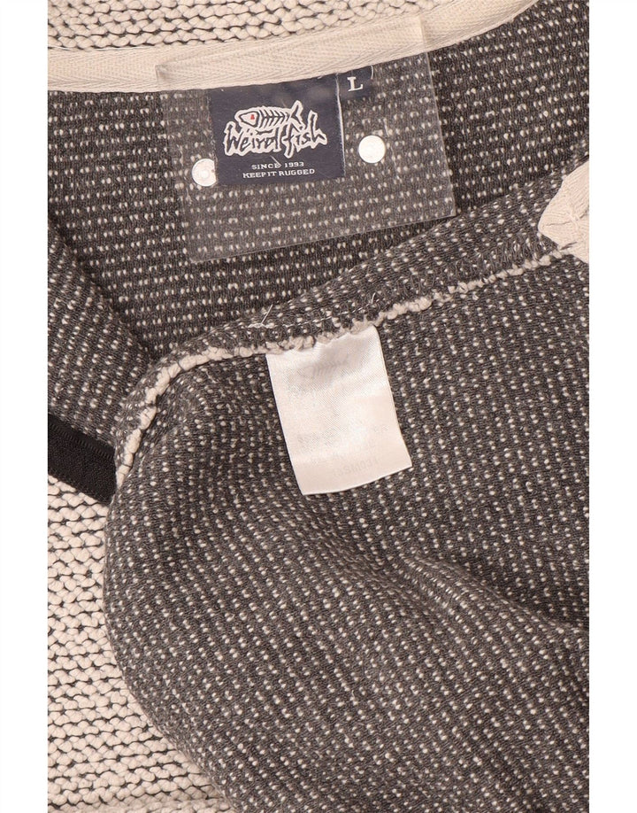 WEIRD FISH Sudadera con cuello y cremallera para hombre, jersey grande de algodón gris