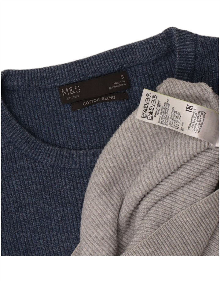 Marks & Spencer Jersey De Cuello Redondo Para Hombre Pequeño Gris Colorblock