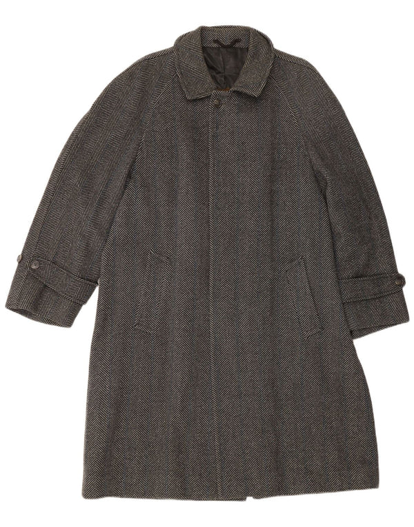 Abrigo vintage para hombre IT 50 lana de espiga gris grande