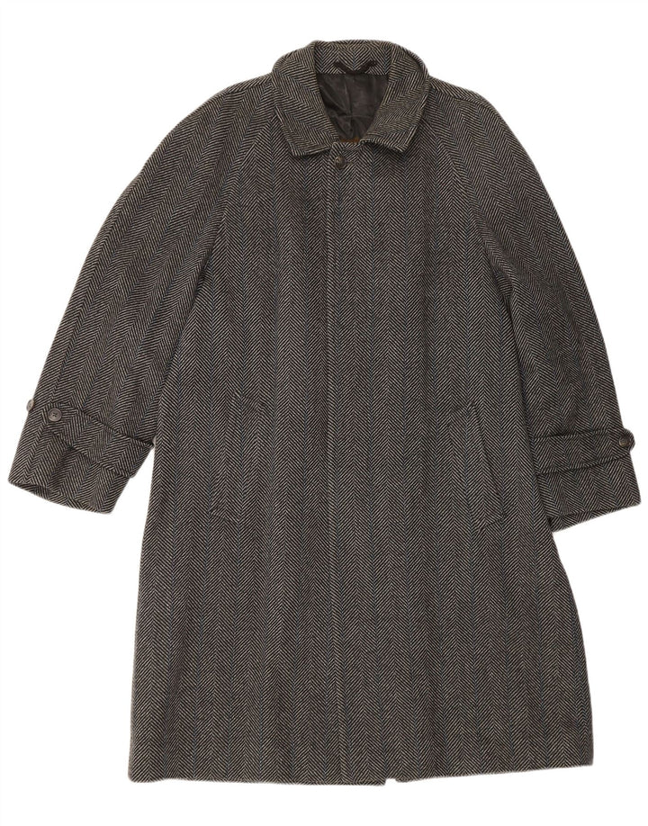 Abrigo vintage para hombre IT 50 lana de espiga gris grande