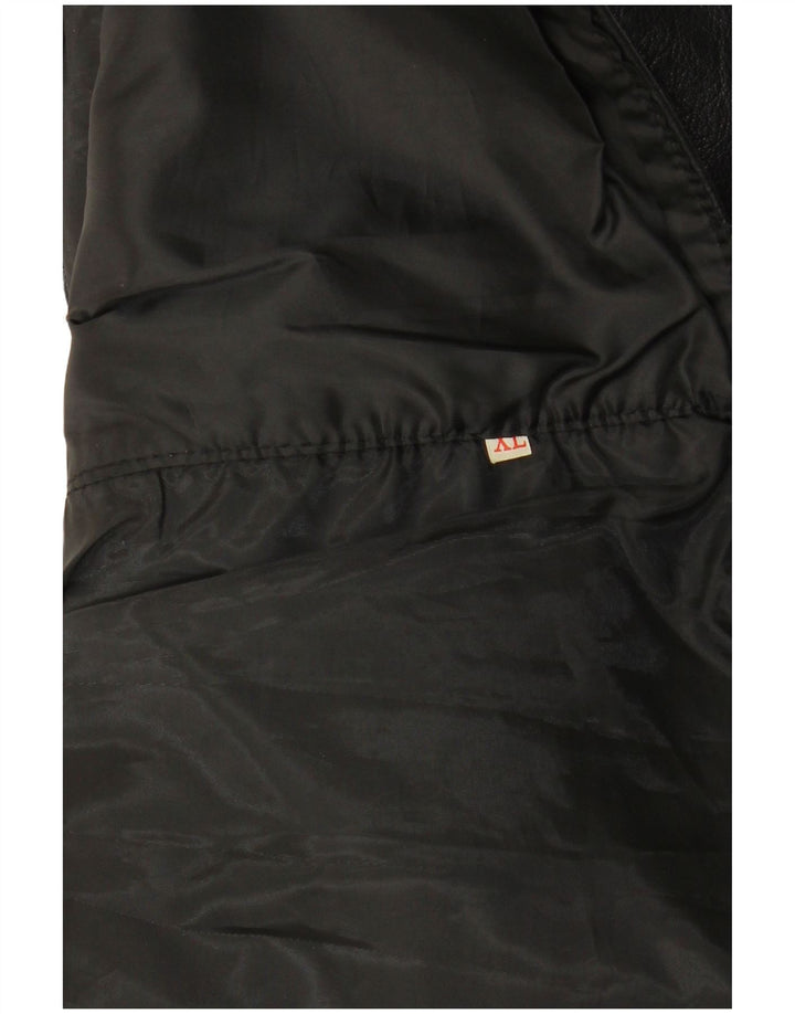 VINTAGE Chaleco de cuero para hombre XL Negro