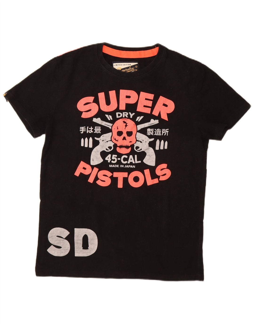 SUPERDRY Camiseta gráfica para hombre Top grande de algodón negro