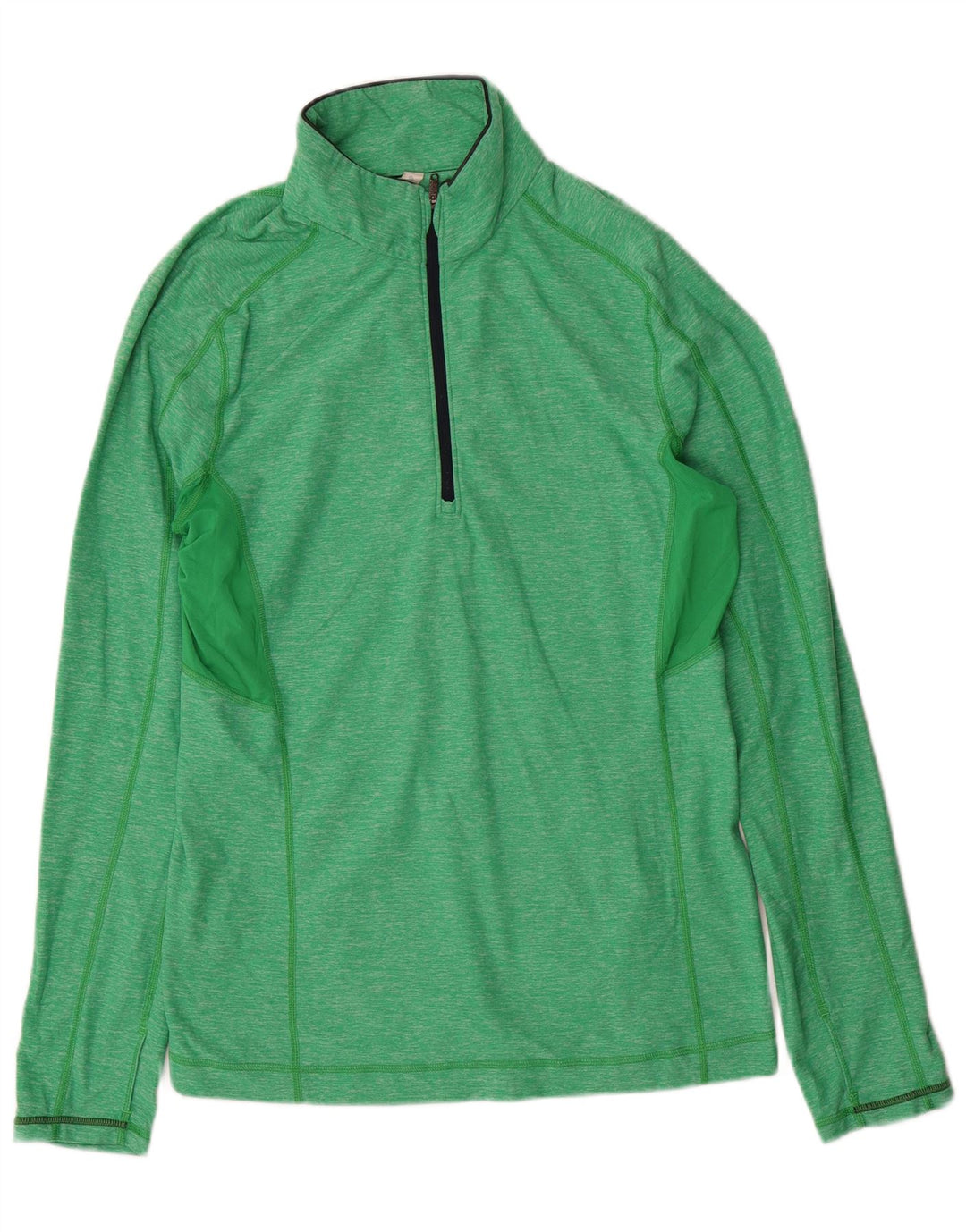 Lululemon Mens Zip Neck Jersey Chándal Top Nylon Moteado Verde Medio