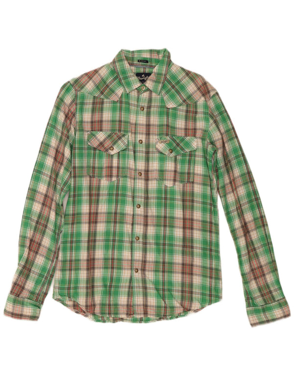 Wrangler Camisa De Franela Slim Fit De Algodón A Cuadros Verdes Pequeños Hombre