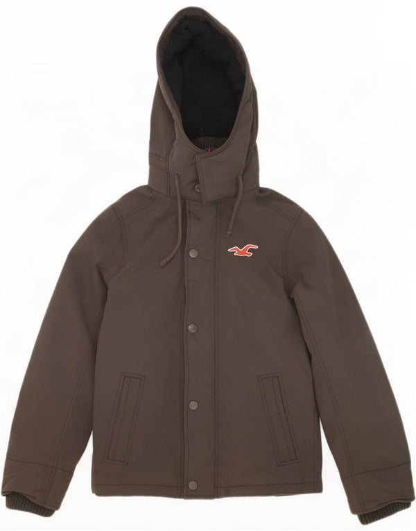 Chaqueta cortavientos con capucha Hollister para hombre UK 36 Small Grey Nylon