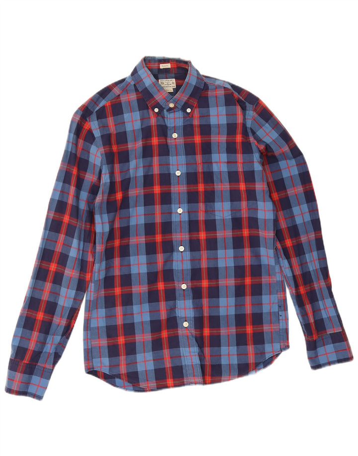 J. Crew Camisa ajustada para hombre de algodón a cuadros azul marino pequeña