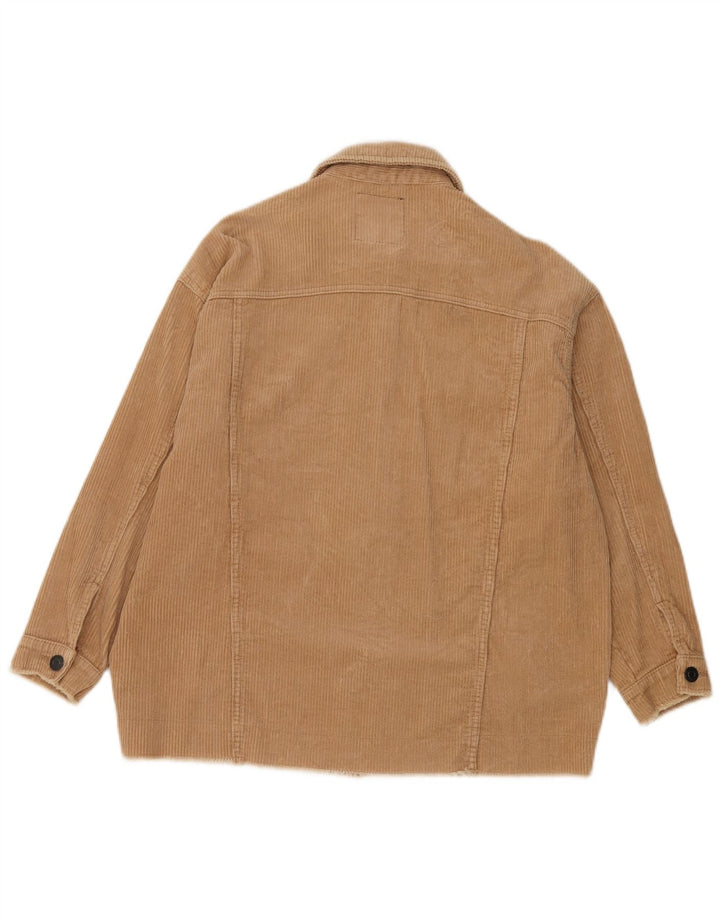 Zara Mujer Chaqueta De Pana Extragrande UK 10 Small Algodón Marrón