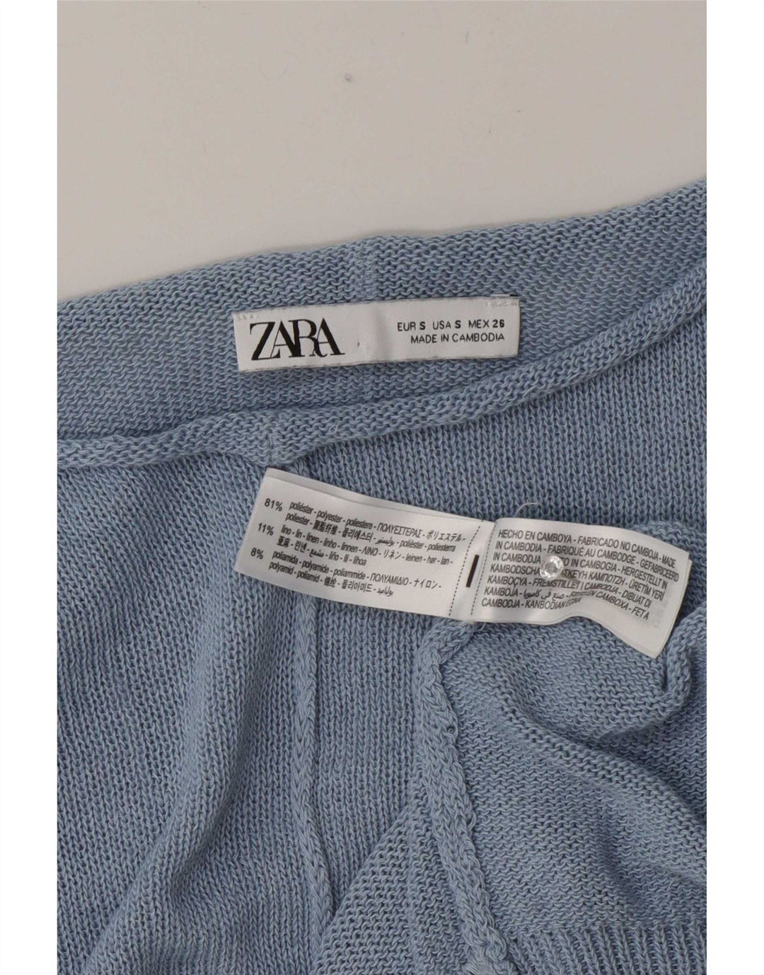 Zara Mujer Oversize Barco Cuello Jersey Jersey UK 10 Pequeño Poliéster Azul