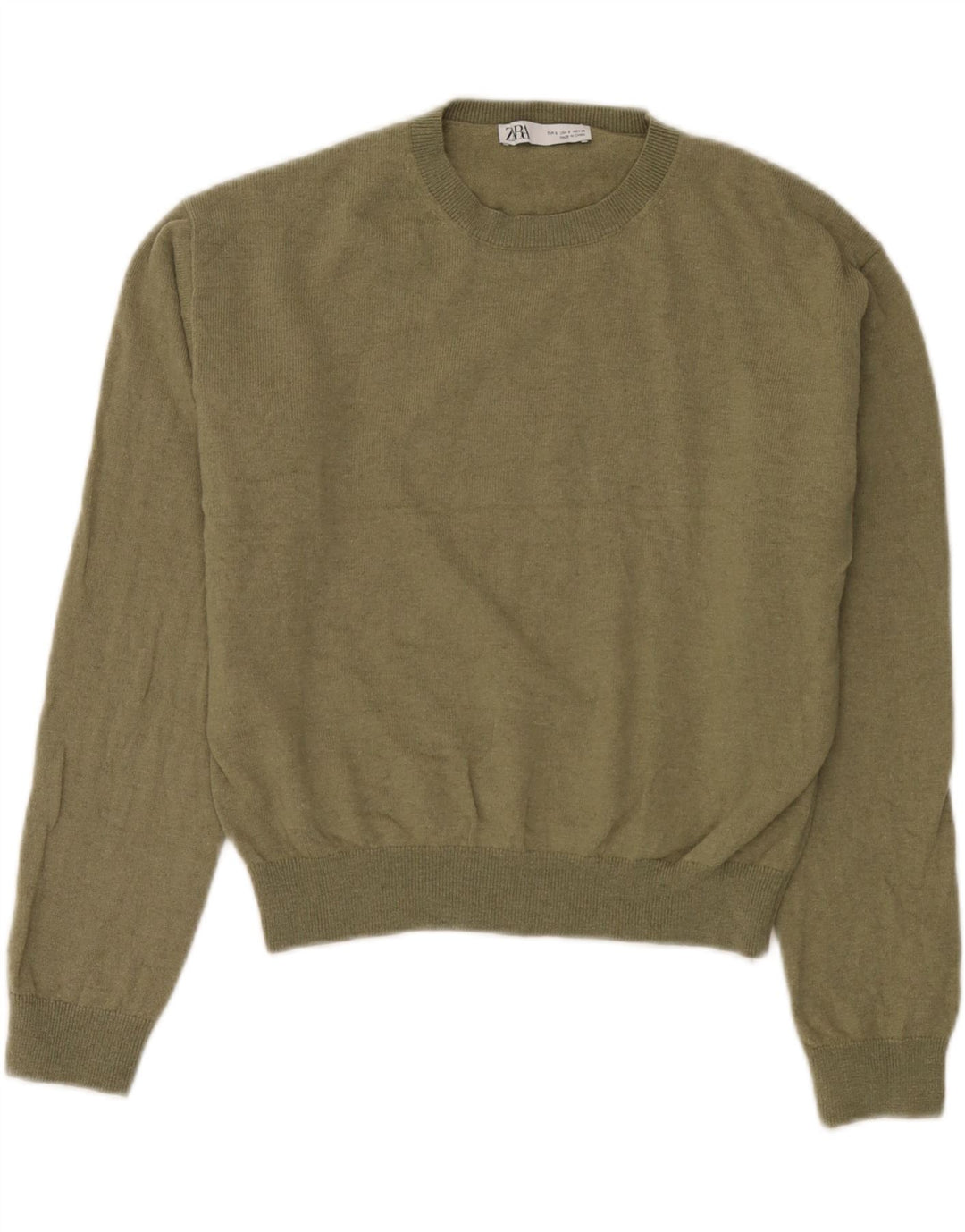 Zara Mujer Oversize Cuello Redondo Jersey Jersey UK 10 Small Green Wool