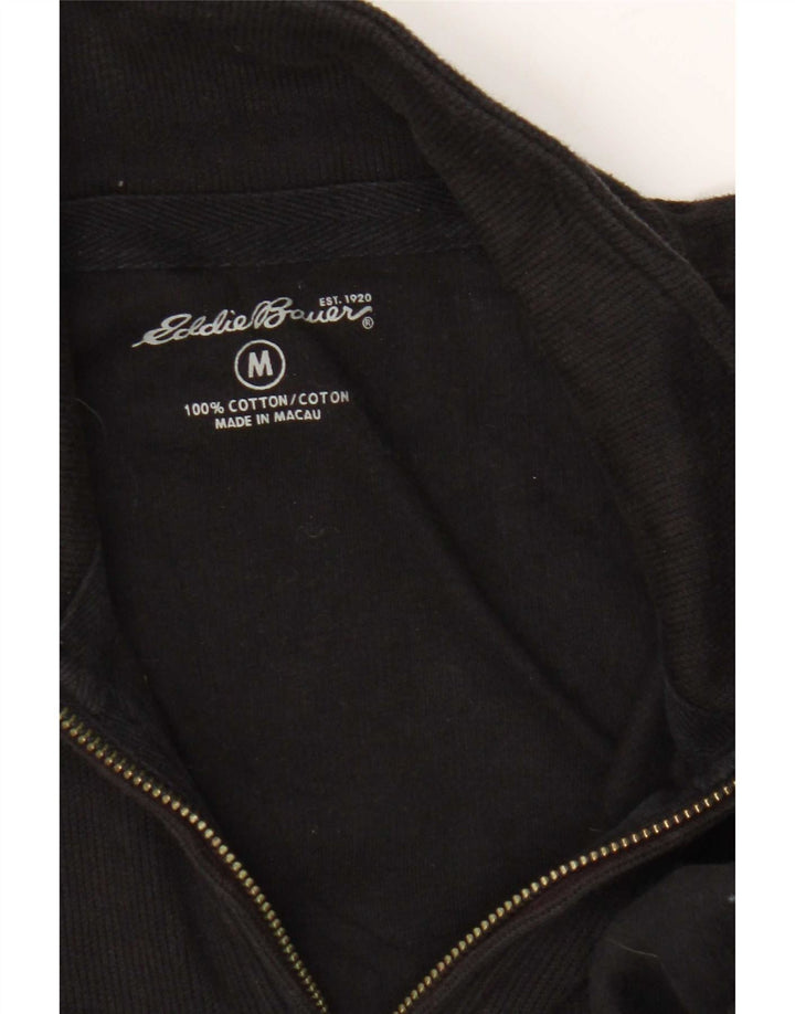 Eddie Bauer Suéter tipo jersey con cuello y cremallera para hombre Algodón negro mediano