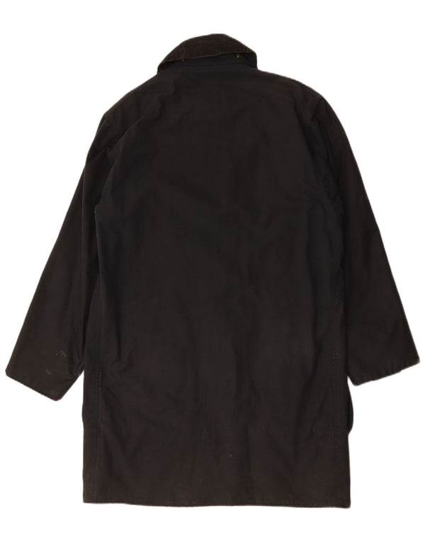 Barbour Abrigo de algodón encerado con borde para hombre Reino Unido 36 Pequeño Negro