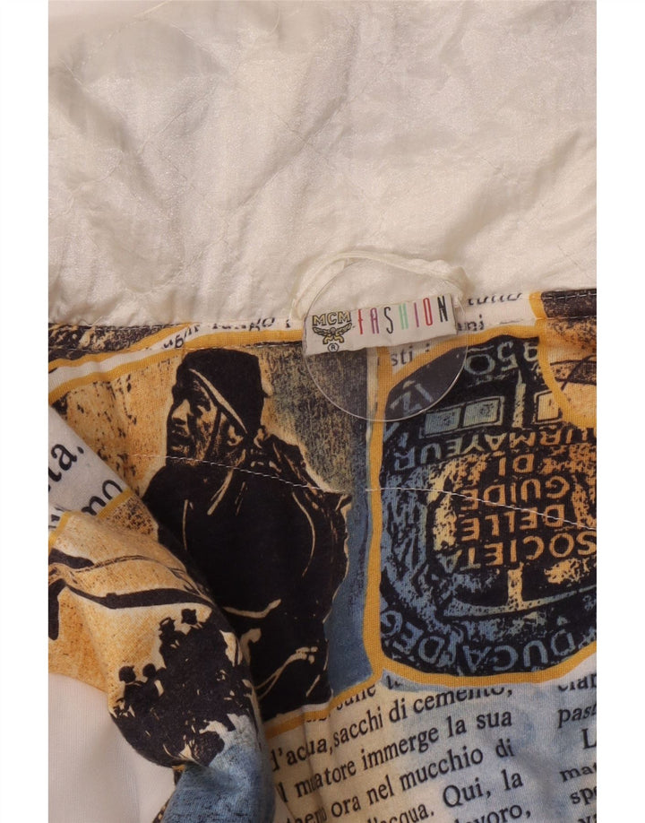 Vintage hombres con capucha chaqueta cortavientos EU 36 pequeña poliamida blanca