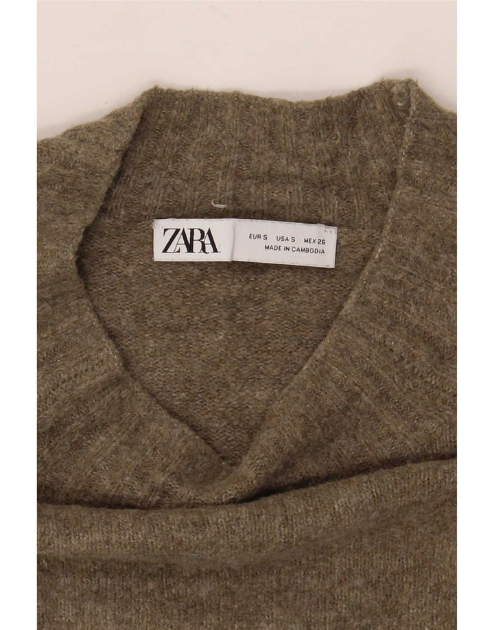Zara Mujer Suéter De Cuello Alto De Gran Tamaño UK 10 Small Verde