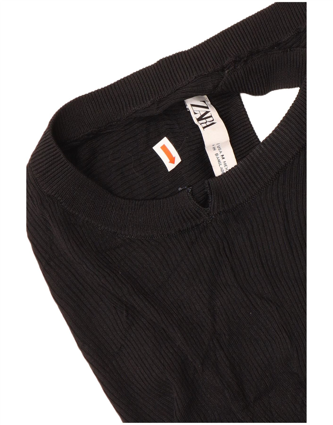 Zara Mujer Chaleco Top UK 12 Medium Viscosa Negra