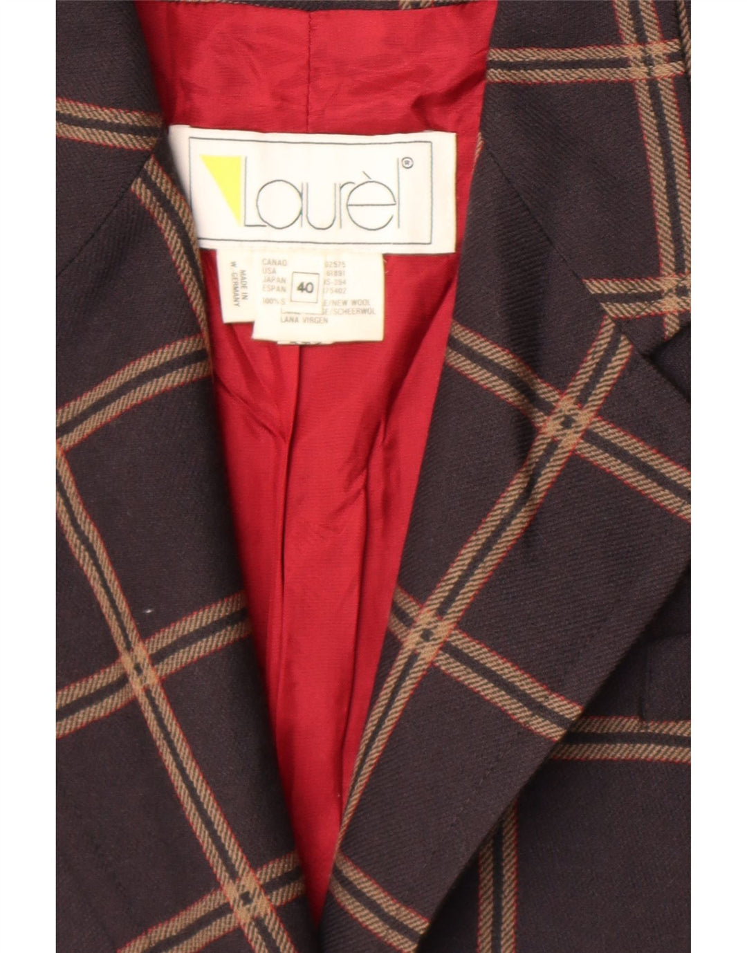Laurel Chaqueta tipo blazer larga de 3 botones para mujer EU 40 Marrón medio a cuadros