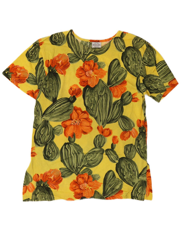 New Penny Camiseta gráfica para mujer Top UK 40 Algodón floral amarillo mediano