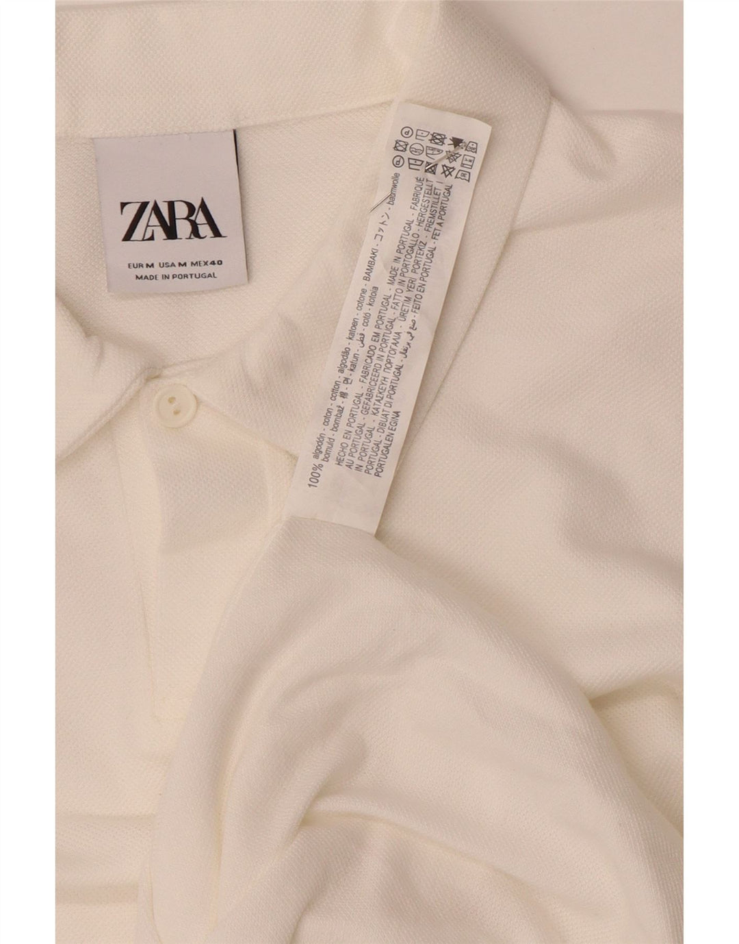 Zara Hombre Polo Mediano Blanco Algodón