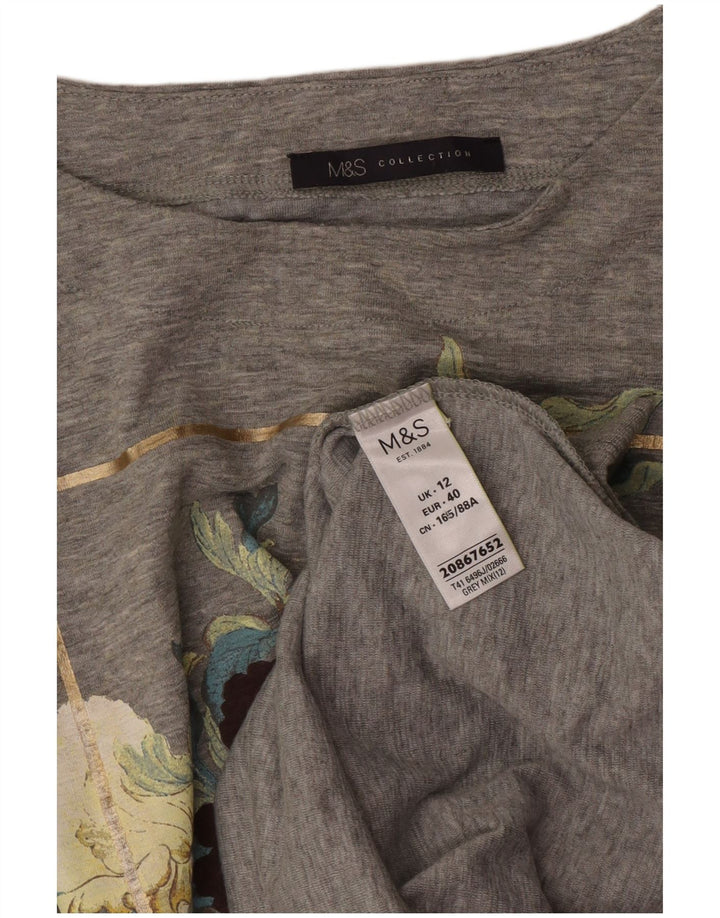 Marks & Spencer Top gráfico para mujer de manga larga UK 42 Gris medio Floral