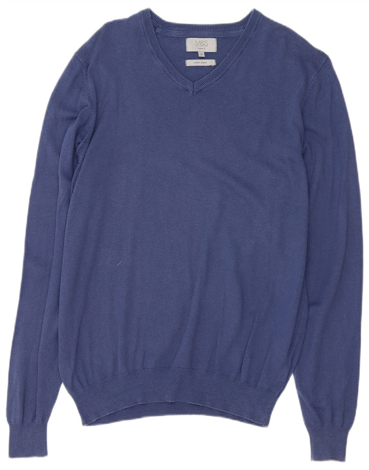 Marks & Spencer Jersey de corte regular con cuello en V para hombre Azul marino mediano
