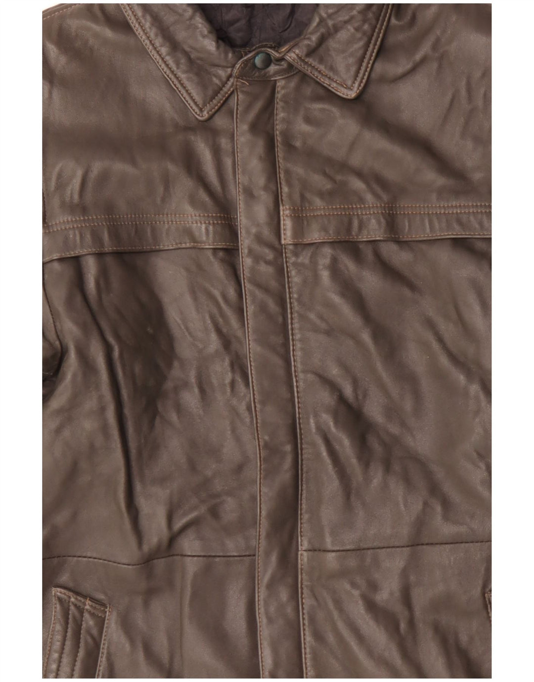 Chaqueta de cuero vintage para hombre IT 48 cuero marrón medio