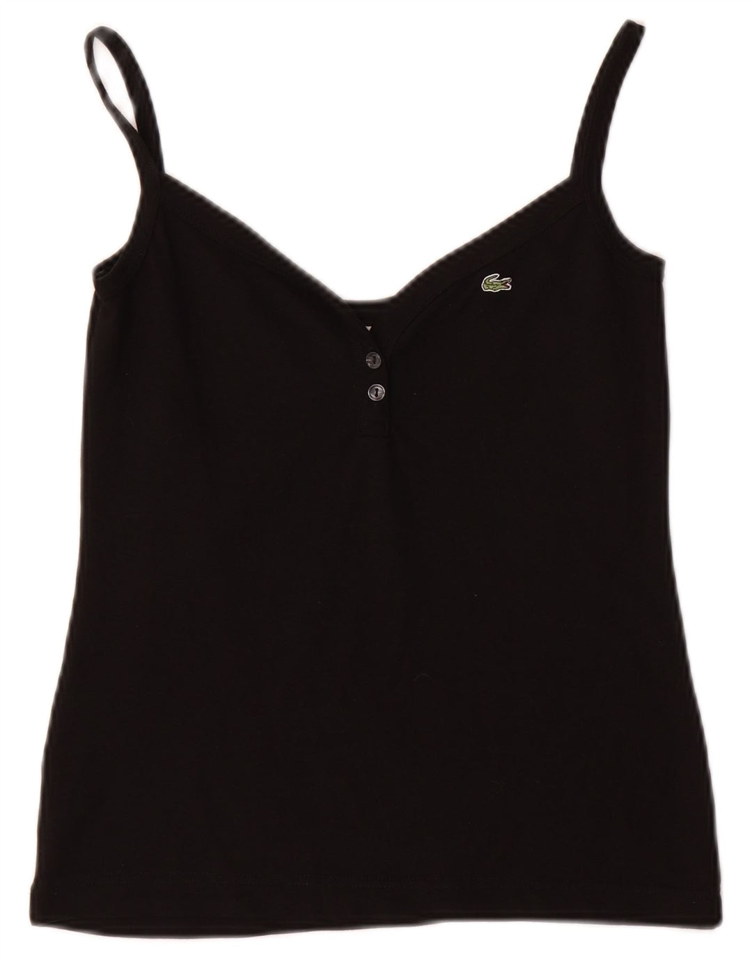 LACOSTE Cami Top para Mujer UK 8 Pequeño Algodón Negro