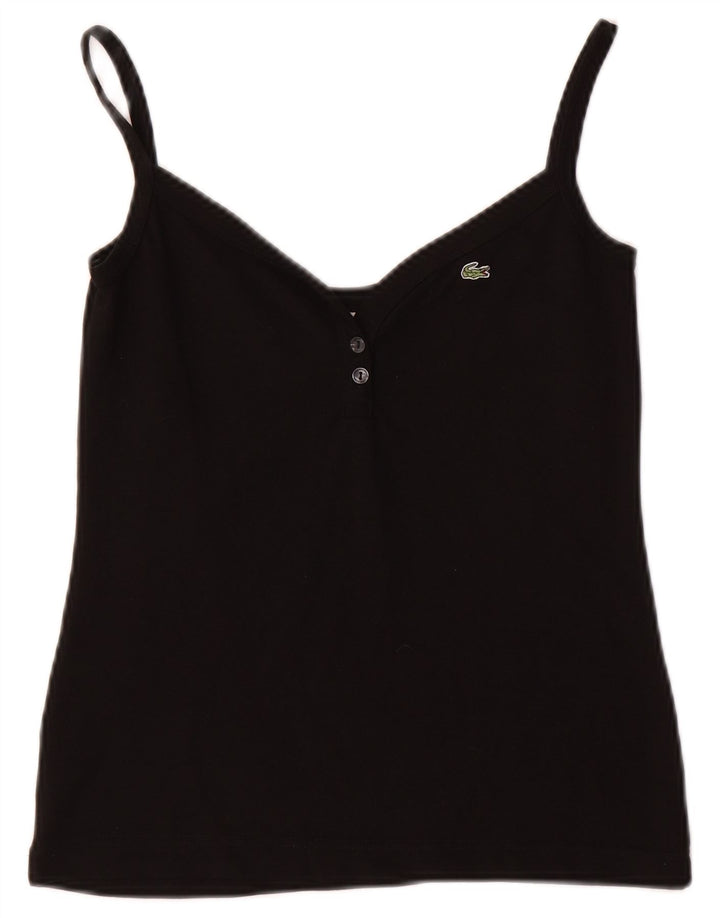 LACOSTE Cami Top para Mujer UK 8 Pequeño Algodón Negro