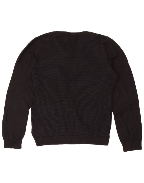 Lee Mens V-Neck Jumper Sweater Small Black Cotton