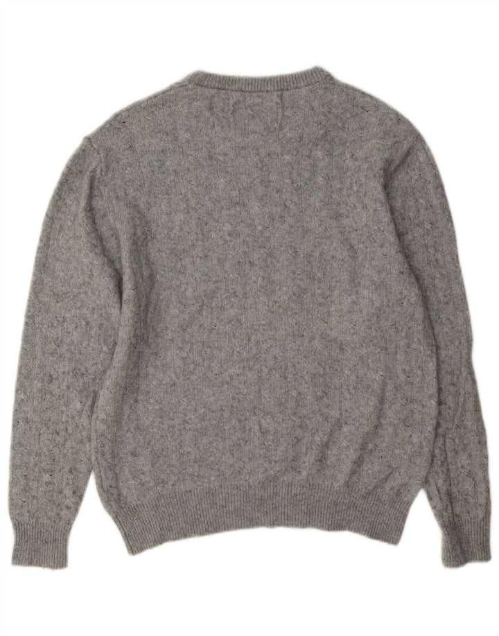Jack Wills Jersey de cuello redondo para mujer, talla 40, talla grande, lana gris