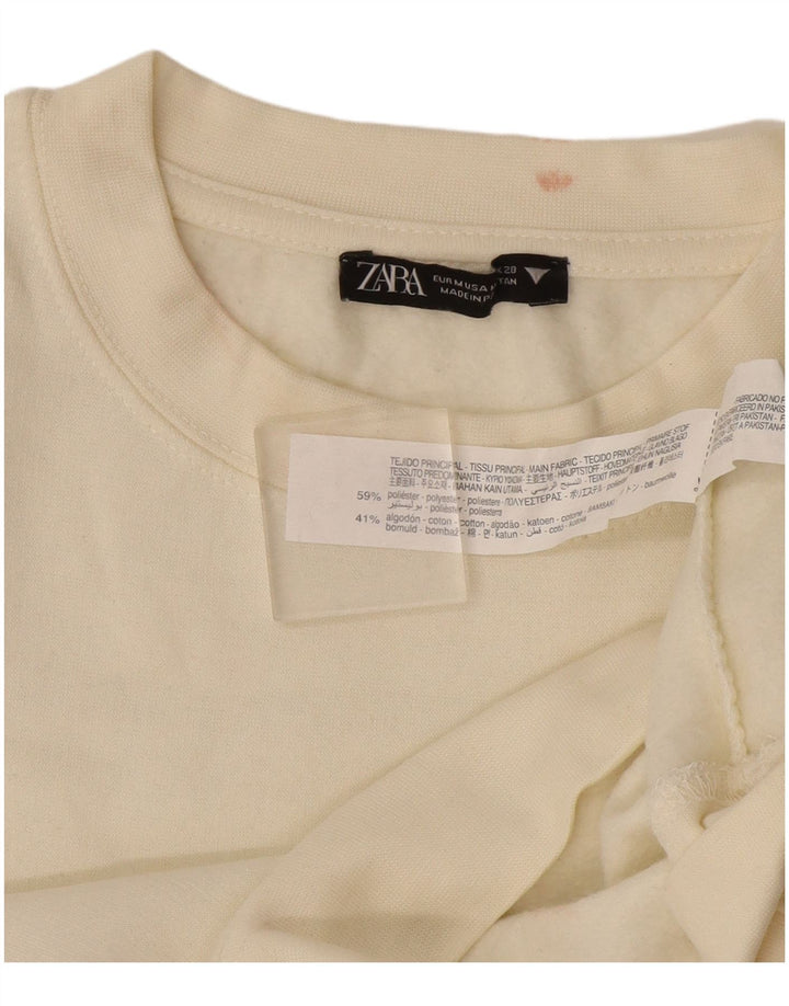 Zara Mujer Sudadera Jumper UK 14 Medio Off White Poliéster