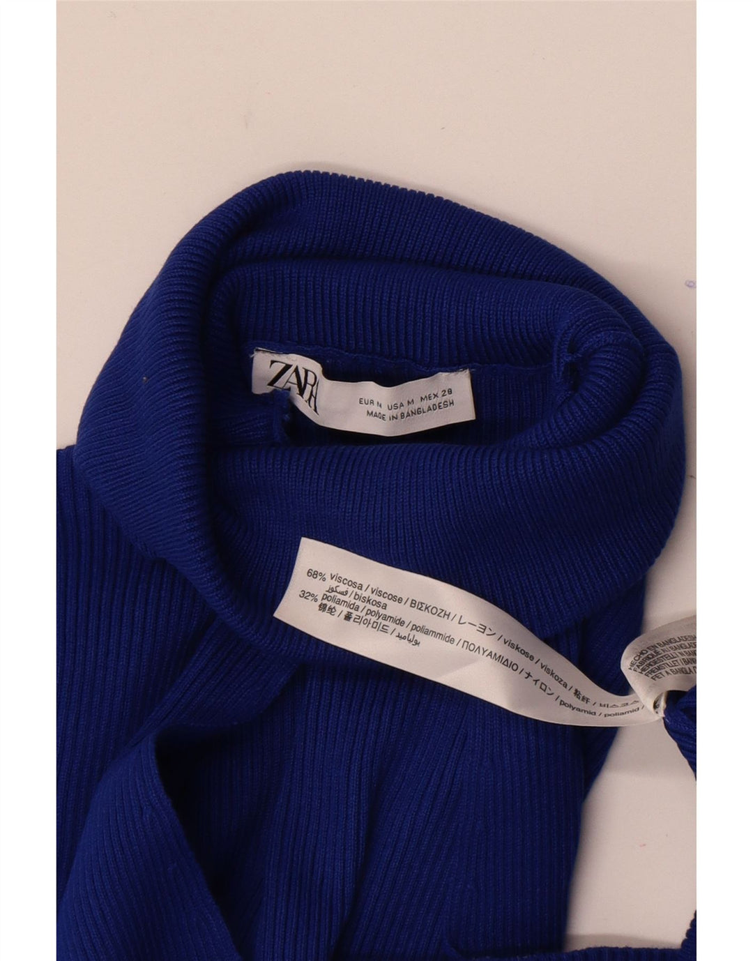 Zara Vestido largo de manga larga para mujer UK 42 Viscosa azul medio