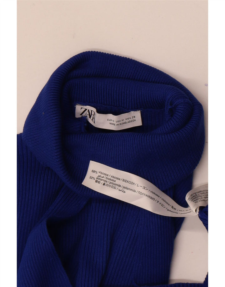 Zara Vestido largo de manga larga para mujer UK 42 Viscosa azul medio