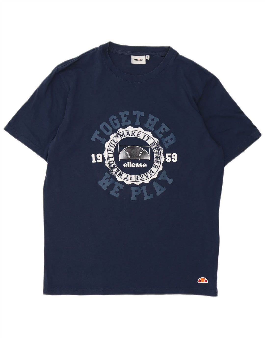 Ellesse - Camiseta gráfica para hombre, talla grande, algodón azul marino