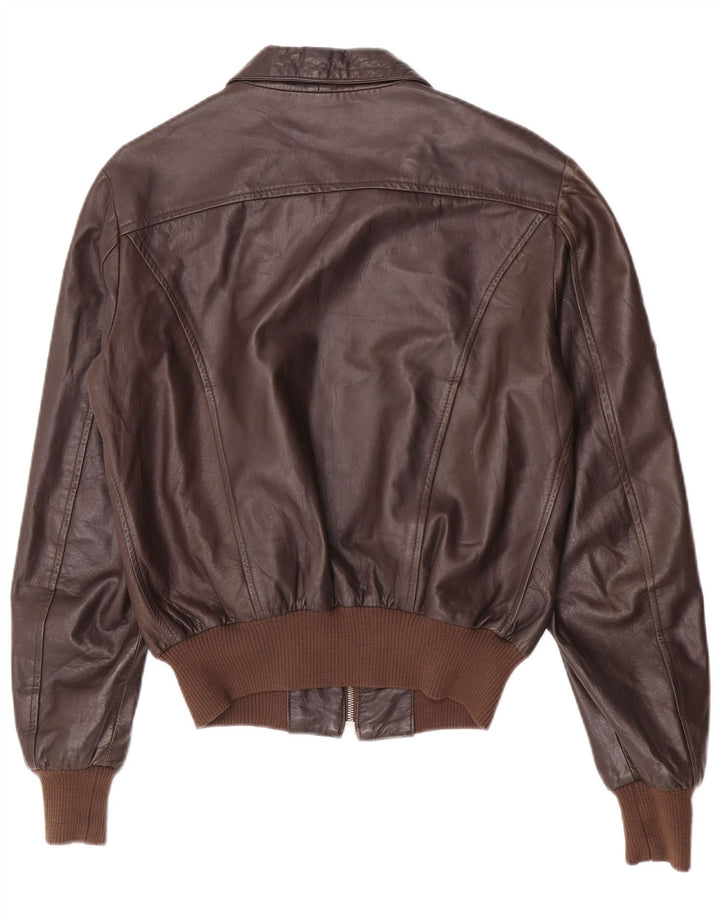 Vintage hombres bombardero chaqueta de cuero Reino Unido 38 cuero marrón medio