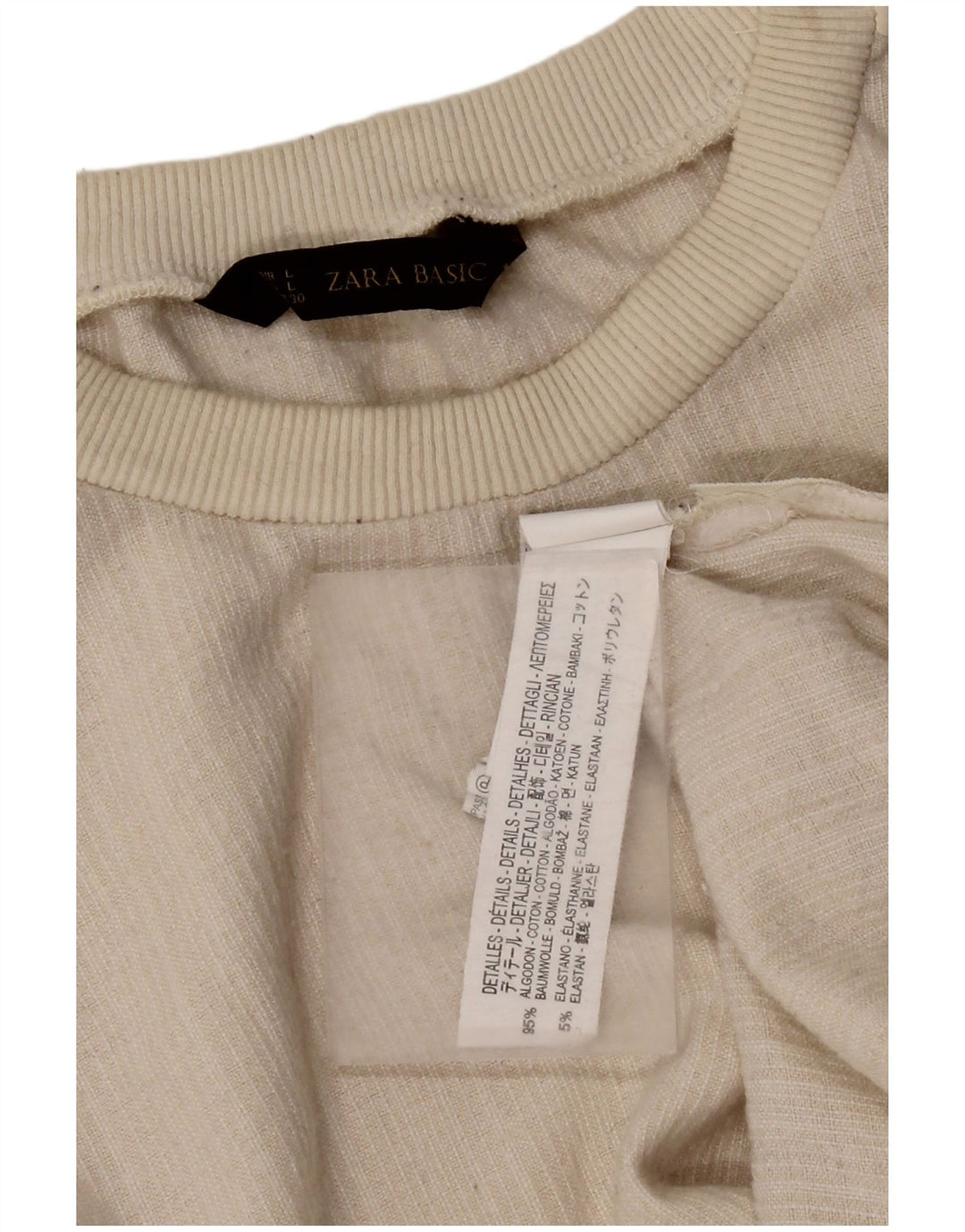 Zara - Sudadera para mujer, talla 40, talla grande, algodón blanco roto