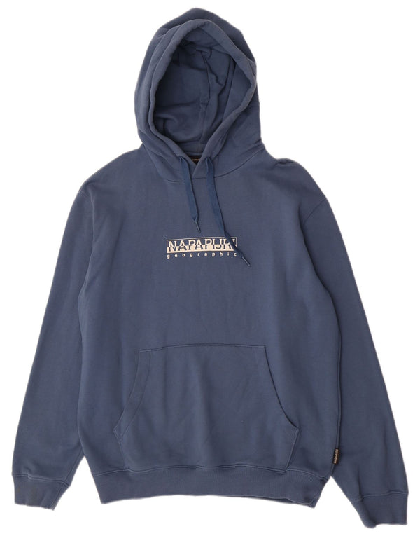 Napapijri Mens Geographic Graphic Hoodie Jumper Large Blue Cotton