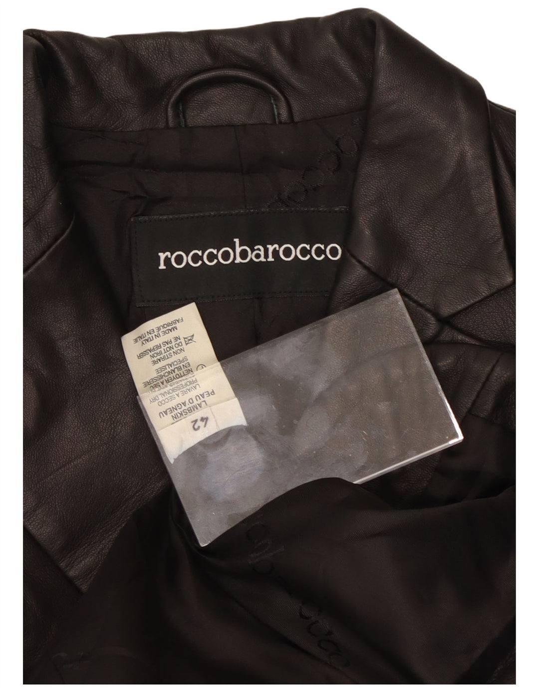 ROCCOBAROCCO Chaqueta tipo blazer de 2 botones para mujer IT 42 Cuero negro mediano