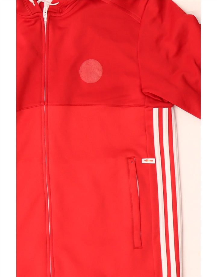 Adidas Mens Climalite Zip Sudadera con capucha Suéter Medio Rojo Poliéster
