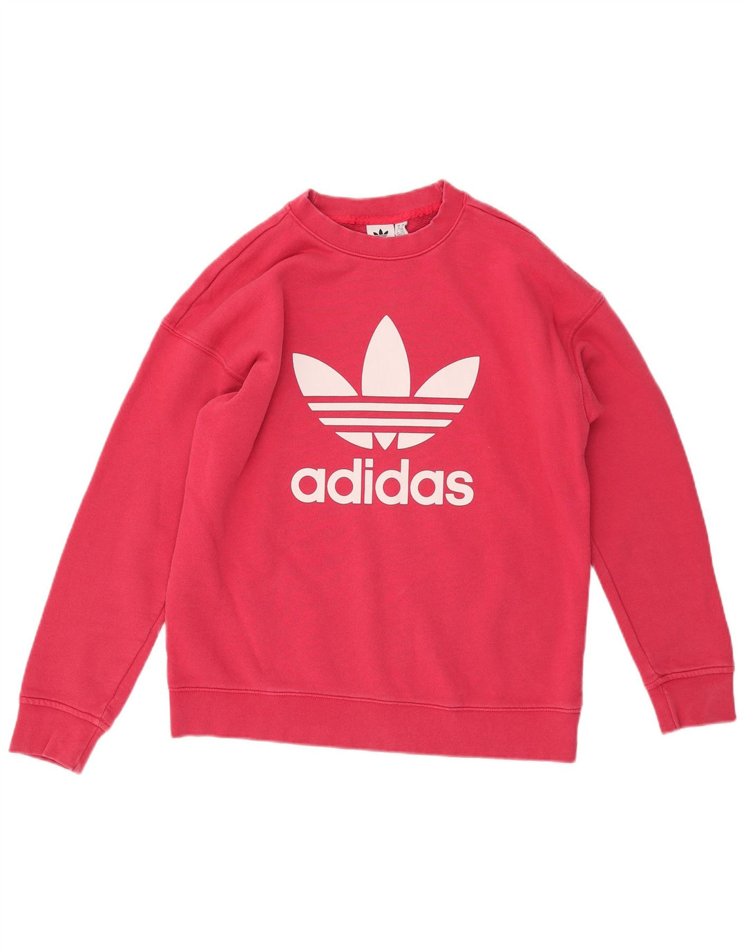 ADIDAS Sudadera con gráfico extragrande para mujer, talla 10, algodón rosa pequeño