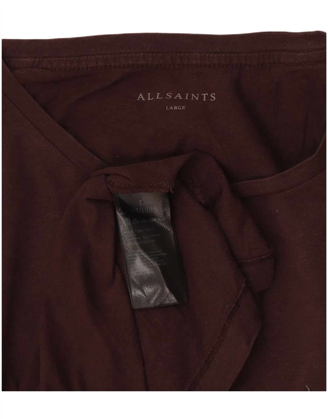 ALL SAINTS Camiseta para hombre Top Large Borgoña Algodón