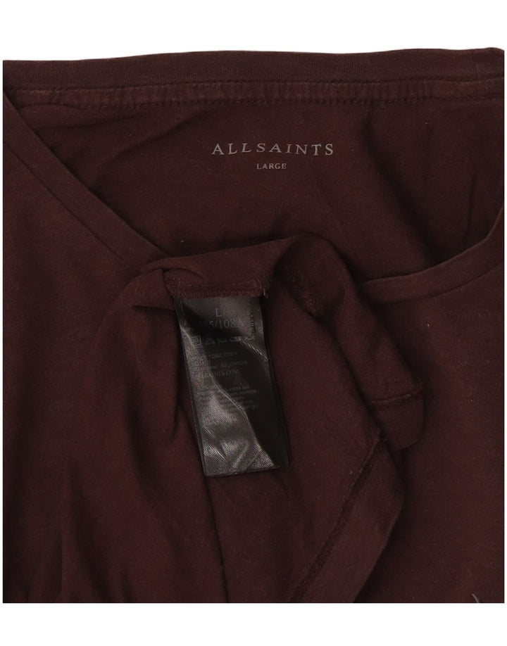 ALL SAINTS Camiseta para hombre Top Large Borgoña Algodón