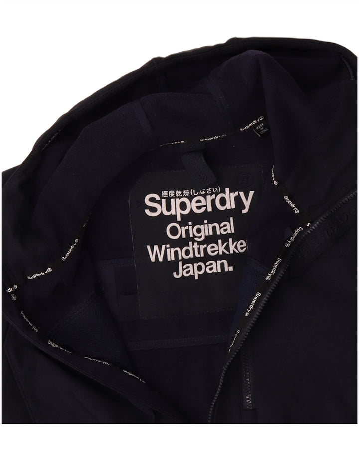 SUPERDRY Womens Windtrekker Windbreaker Jacket UK 14 Medium Navy Blue