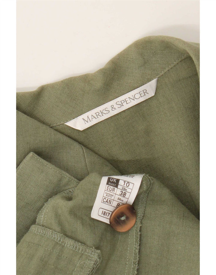 Marks & Spencer Chaqueta Blazer de Manga Corta para Mujer UK 10 Small Khaki