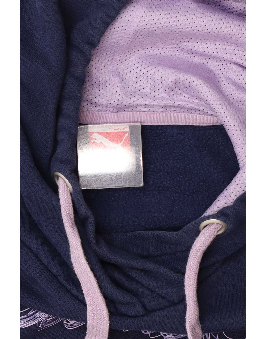 Puma Mujer Graphic Sudadera con capucha Jumper UK 12 Medium Azul Marino