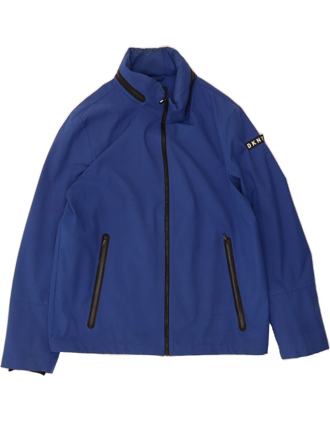 DKNY Mens Hooded Rain Jacket UK 42 XL Navy Blue Polyester Vintage Dkny and Second-Hand Dkny from Messina Hembry 