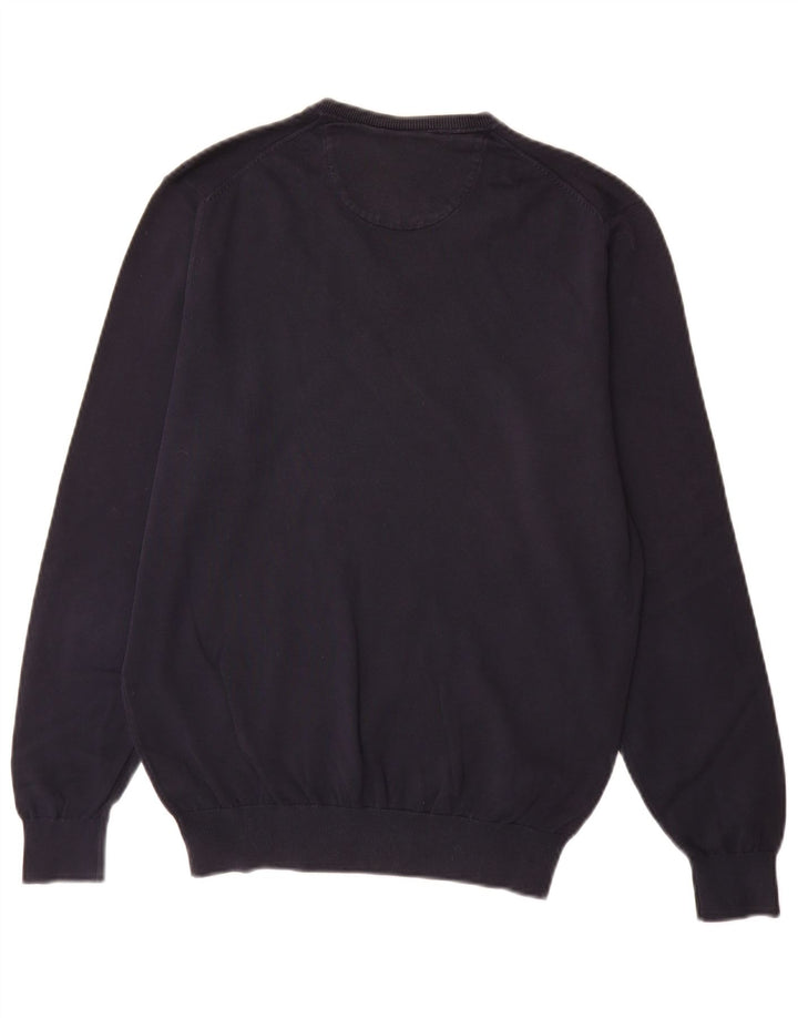 Zara Hombre Jersey Con Cuello En V Jersey Medio Azul Marino Algodón