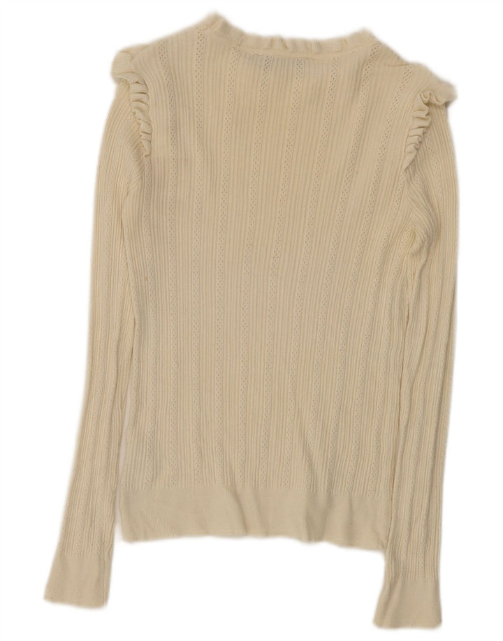 Oasis Mujer Top Manga Larga UK 40 Medio Off White Viscosa