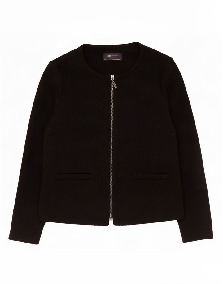 Marks & Spencer Chaqueta tipo blazer con cremallera completa para mujer UK 40 Mediano Poliéster negro