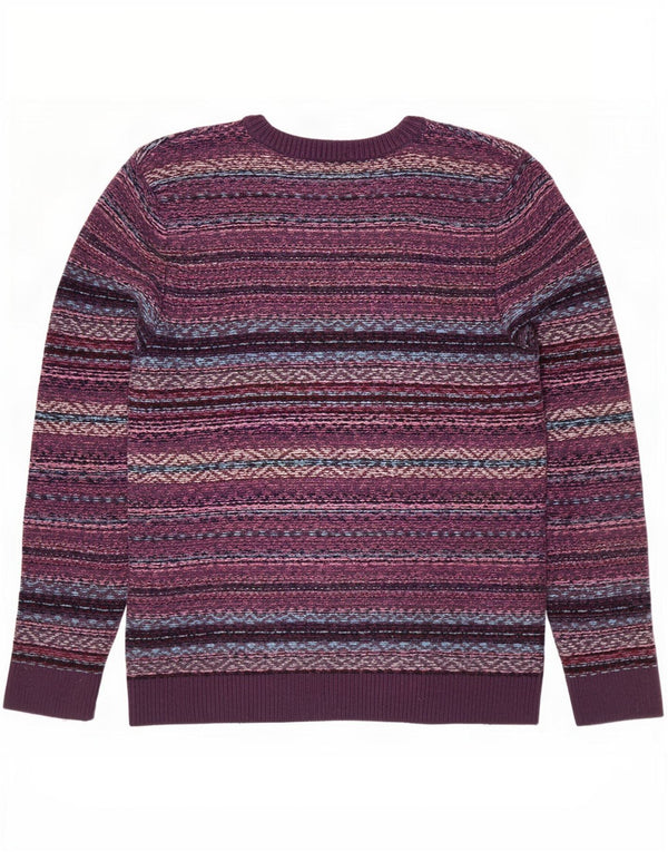 Abercrombie & Fitch Suéter tipo jersey con cuello redondo para hombre XL Púrpura Fair Isle Nylon